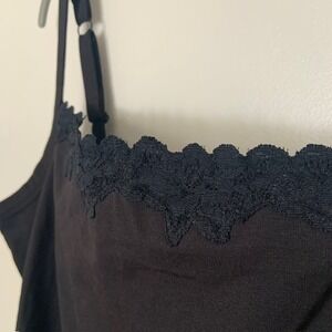 Coldwater Creek NWT XL Black Tank Top Cotton  Lace Neckline Whimsigoth Layer
